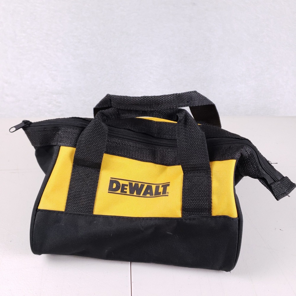 DeWalt Tool Bag Yellow Black Canvas Heavy Duty Small Zippered Tote 11x8 Inch